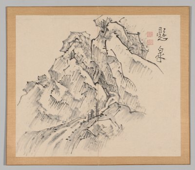 Double Album of Landscape Studies Ikeno Taiga után, 1. kötet 26. levél, 18. század. alkotó: Aoki Shukuya