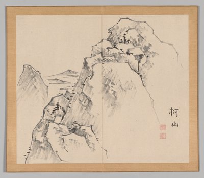 Double Album of Landscape Studies Ikeno Taiga után, 1. kötet 27. levél, 18. század. alkotó: Aoki Shukuya