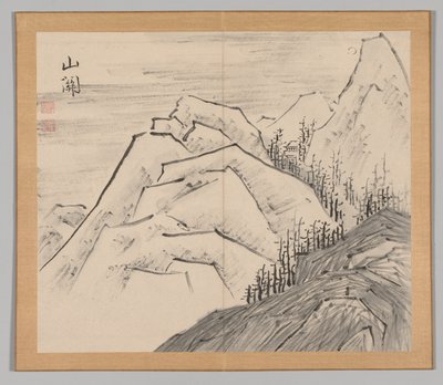 Double Album of Landscape Studies Ikeno Taiga után, 1. kötet 29. levél, 18. század. alkotó: Aoki Shukuya