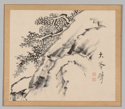 Double Album of Landscape Studies Ikeno Taiga után, 1. kötet 9. levél, 18. század. alkotó: Aoki Shukuya