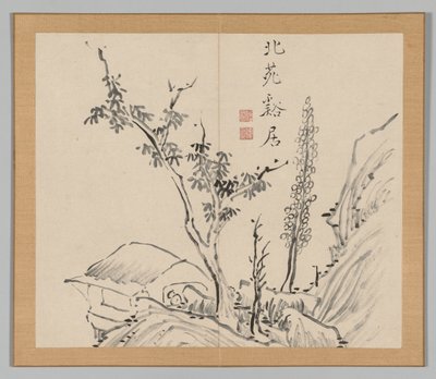 Double Album of Landscape Studies Ikeno Taiga után, 2. kötet 13. levél, 18. század. alkotó: Aoki Shukuya