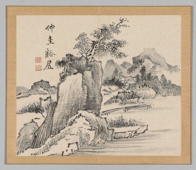 Double Album of Landscape Studies Ikeno Taiga után, 2. kötet, 14. levél, 18. század. alkotó: Aoki Shukuya