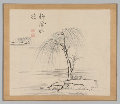 Double Album of Landscape Studies Ikeno Taiga után, 2. kötet 18. levél, 18. század. alkotó: Aoki Shukuya