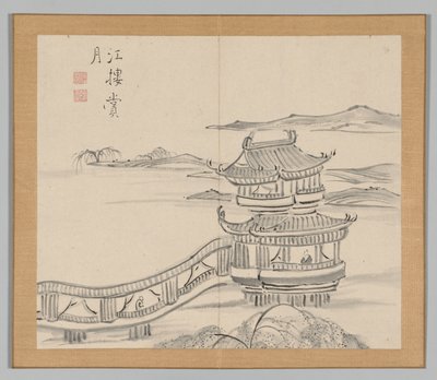 Double Album of Landscape Studies Ikeno Taiga után, 2. kötet, 25. levél, 18. század. alkotó: Aoki Shukuya