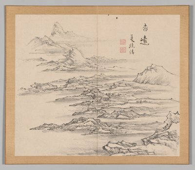 Double Album of Landscape Studies Ikeno Taiga után, 2. kötet, 5. levél, 18. század. alkotó: Aoki Shukuya