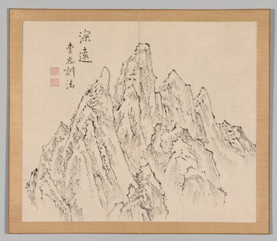 Double Album of Landscape Studies Ikeno Taiga után, 2. kötet, 6. levél, 18. század. alkotó: Aoki Shukuya