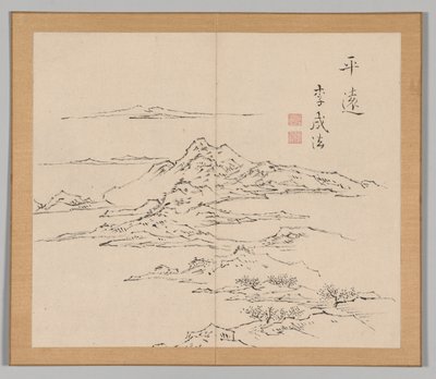 Double Album of Landscape Studies Ikeno Taiga után, 2. kötet, 8. levél, 18. század. alkotó: Aoki Shukuya