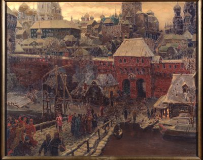 Moszkva a 17. században, A Moszkvoretszkij híd és a Vízkapu – Appolinari Mihajlovics Vasnyecov (1856-1933) festménye, olaj, vászon alkotó: Apollinari Mikhailovich Vasnetsov