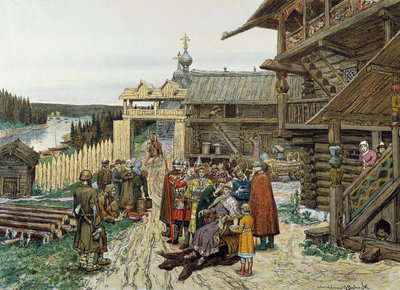 Egy feudális orosz herceg udvara, 1908. alkotó: Appolinari Mikhaylovich Vasnetsov