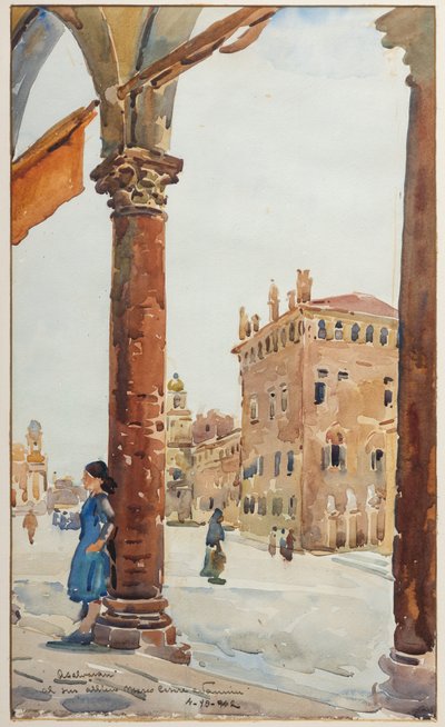 Carpi tér (akvarell) alkotó: Arcangelo Salvarani