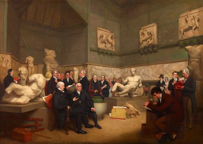 A kurátorok az ideiglenes Elgin-teremben, 1819 alkotó: Archibald Archer