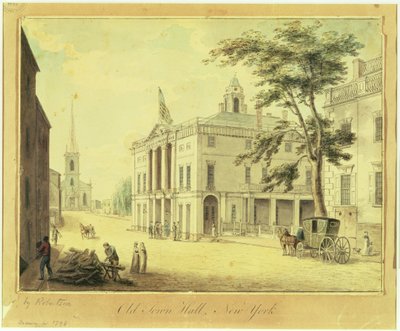 The Old Town Hall (Federal Hall) New York City, 1798 (grafit, wc, toll és tinta papíron) alkotó: Archibald Robertson