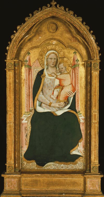 A Madonna és a gyermek trónol, alkotó: Aretino Luca Spinello or Spinelli