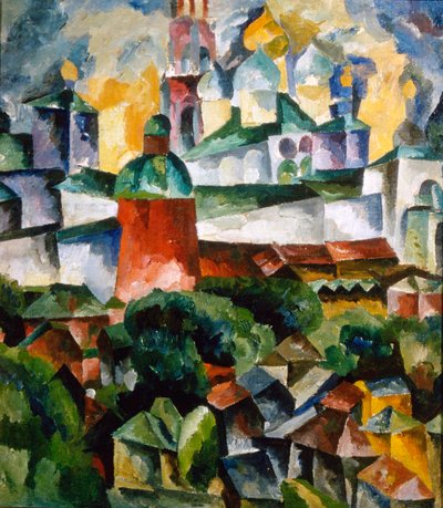 "Táj a Szentháromság-Sergius-kolostorral", 1920. alkotó: Aristarkh Lentulov