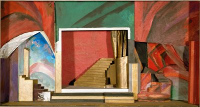 Dekorációs makett Rubinstein A démon című operájához (fa, karton, textil, gouache) alkotó: Aristarkh Vasilievic Lentulov