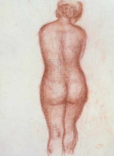 Akt hátulról (pasztell, papíron) alkotó: Aristide Maillol