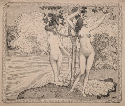 Két fürdőző egy fa alatt a vízparton alkotó: Aristide Maillol