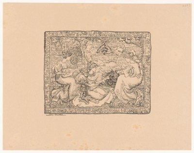 Gobelin négy nő zenél egy tájon Concert Champêtre (eredeti cím) alkotó: Aristide Maillol