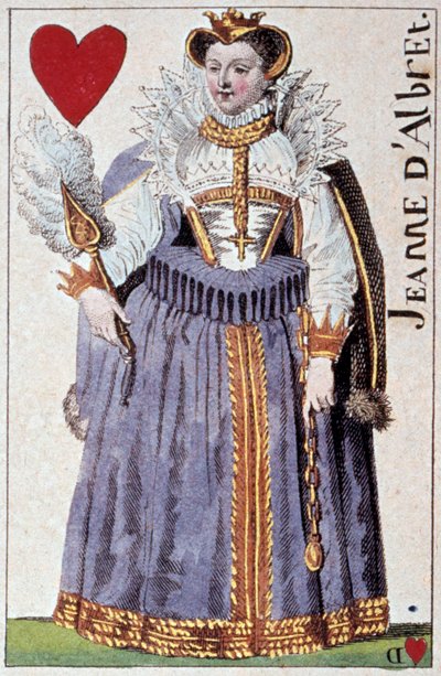 Albret Joan királynő (III. János Navarrai) (1528-1572) IV. Henrik (1553-1610) anyja ábrázolása. Gustave Houbigant (1789-1862) játékkártya részlete, 19. századi Paris B.N. alkotó: Armand Gustave Houbigant