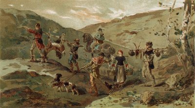 Vadászcsapat és hordozók, 13. század alkotó: Armand Jean Heins