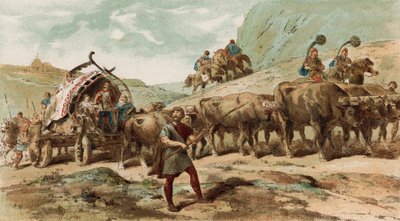 Az észak-galliai Nervii törzs ökrös szekere és kísérete alkotó: Armand Jean Heins