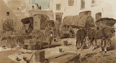 Royal Dutch Mail kocsi, kabrió, boros kocsi és szénszállító kocsi, 19. század alkotó: Armand Jean Heins