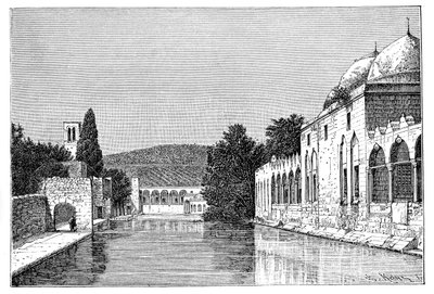 Ábrahám mecsetje és kútja, Ofra, Tayyibah, Ciszjordánia, Izrael, 1895. alkotó: Armand Kohl