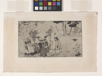 La Ronde De Pont-Aven (A tánc Pont-Avenben) (rézkarc, akvatinta és szárazhús) alkotó: Armand Séguin