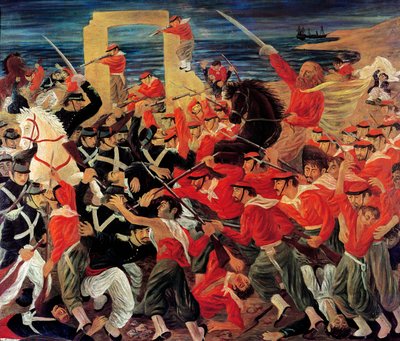 A milazzói csata 1860. július 17. és 24. között vívott (olaj, vászon) alkotó: Arnaldo Badodi