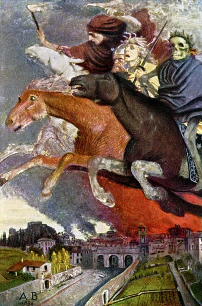 A háború allegóriája, 1910 körül (képeslap) alkotó: Arnold Böcklin