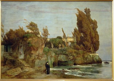 Villa am Meer - Villa a tengerparton, második változat ... (festmény, vászon) alkotó: Arnold Böcklin