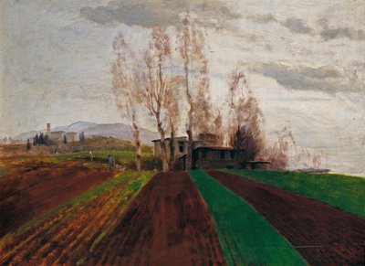 Mezőgazdasági terület kora tavasszal / Felszántott mező kora tavasszal alkotó: Arnold Böcklin