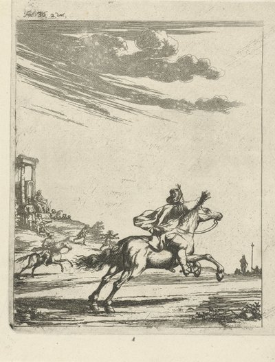 Lovasok egy tájban alkotó: Arnold Houbraken