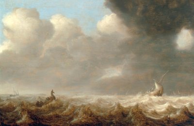 Halászhajók viharos tengeren alkotó: Arnoldus van Anthonissen