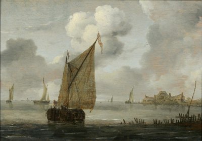 Vitorlás hajók a part közelében alkotó: Arnoldus van Anthonissen