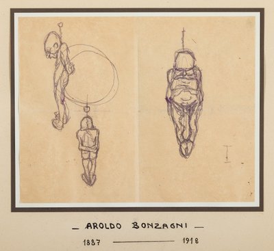 Az akasztott ember (tus, papír) alkotó: Aroldo Bonzagni