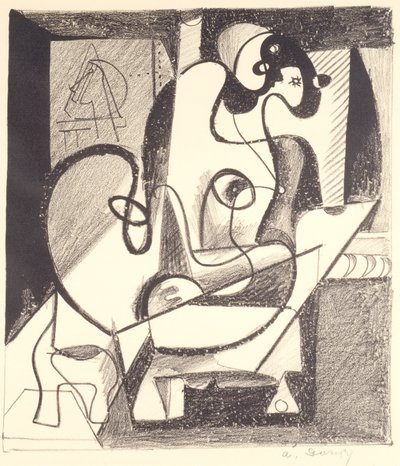 Festő és modell (A teremtés kamrája) alkotó: Arshile Gorky