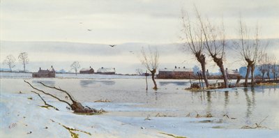 Téli táj megáradt folyóval, 1889 (wc) alkotó: Arthur Anderson Fraser
