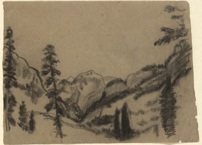 Hegyi táj fenyőkkel alkotó: Arthur B. Davies