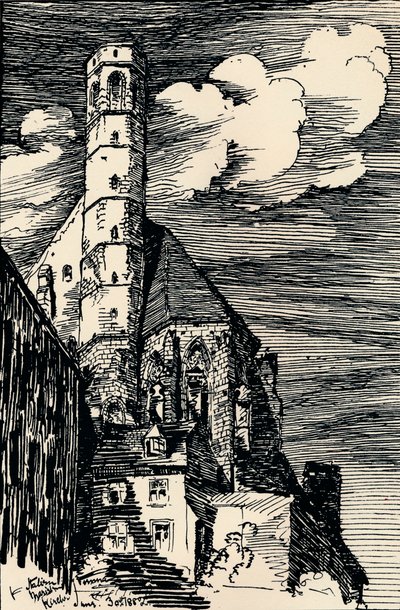 „Az olasz Marienkirche, Bécs”, 1900 körül alkotó: Arthur Beresford Pite