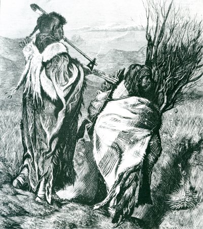 Hiawatha és Minne-Ha-Ha, vésette Joseph Swain (1820-1909) 1870 (metszet) (f/w fotó) alkotó: Arthur Boyd (after) Houghton