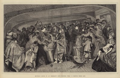 Fedélzetek között egy emigráns hajón, Etetési idő, Vázlat az életből alkotó: Arthur Boyd Houghton
