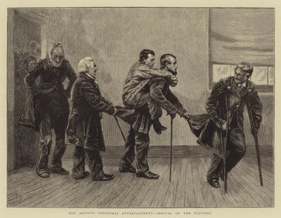 Művészünk karácsonyi mulatsága, a látogatók érkezése alkotó: Arthur Boyd Houghton