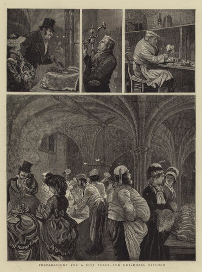 Városi Ünnep előkészületei, a Guildhall Kitchen alkotó: Arthur Boyd Houghton