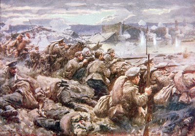 Hősies orosz utóvédakció a nagy lengyel visszavonulásban (színes litho) alkotó: Arthur C. (after) Michael