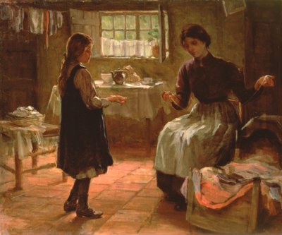 Házi lecke, 1890 körül (olaj, vászon) alkotó: Arthur Claude Cooke