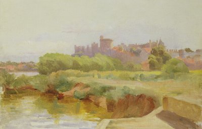 Kilátás a windsori kastélyra (olaj a fedélzeten) alkotó: Arthur Claude Cooke