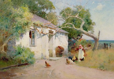 Feeding the Hens, 1894 (olaj) alkotó: Arthur Claude Strachan