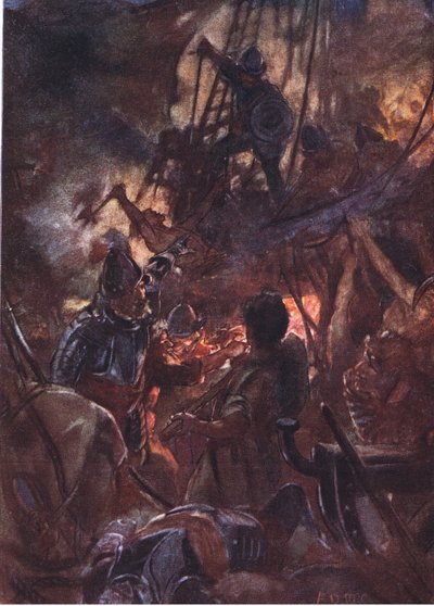 A csata hevesen és hosszan dúlt, illusztráció a Történelem romantikájából: Hollandia, 1920-as évek alkotó: Arthur David McCormick