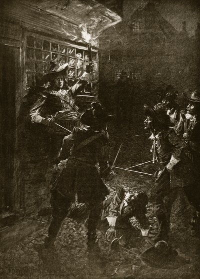 II. Károly király hívei megtámadják Sir John Coventryt, 1670, illusztráció Hutchinson „A brit nemzet története” című művéből, 1920 körül alkotó: Arthur David McCormick